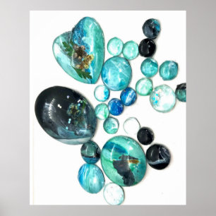 Sea glass colours flowers and bling poster