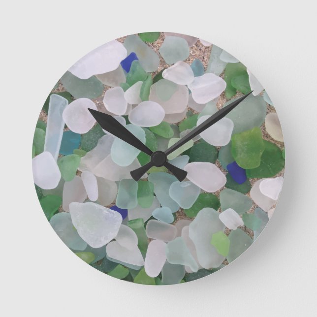 Sea glass from the ocean round clock (Front)
