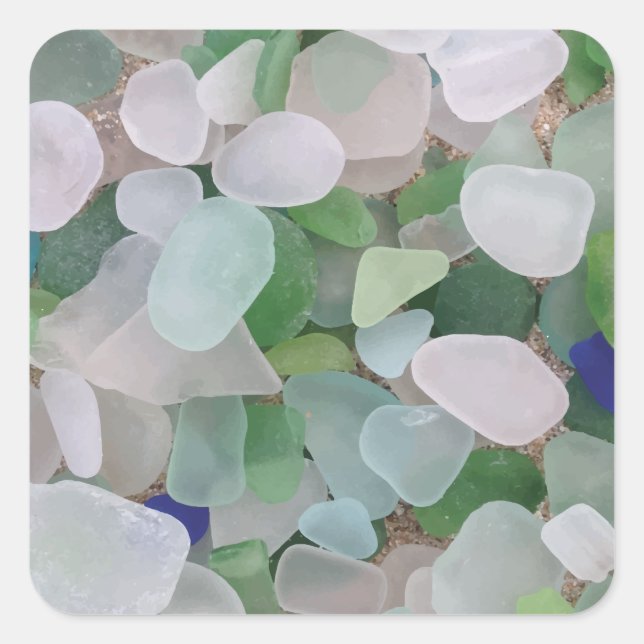 Sea glass from the ocean square sticker (Front)