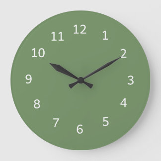 Sea Glass Green Colour Minimalist Plain Design Large Clock