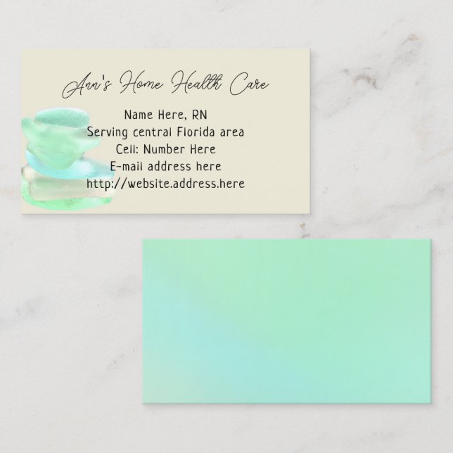 Sea Glass Home Health Care Business Cards (Front/Back)
