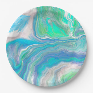 Sea Glass Marble Paper Plate