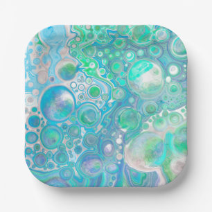 Sea Glass Marble Paper Plate
