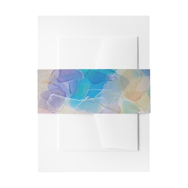 Sea Glass Ocean Beach Wedding  Invitation Belly Band (Front Example)