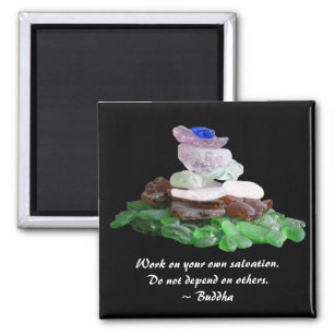 Sea Glass Pyramid With Buddha Quote Magnet