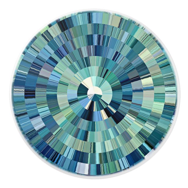 Sea Glass Radial Facets Ceramic Knob (Front)