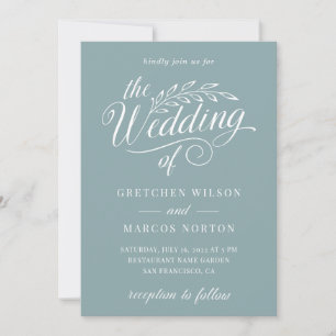 Sea Glass Sage Elegant Calligraphy Beach Wedding  Invitation