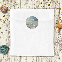 Sea Glass Seahorse Beach Wedding  Classic Round Sticker