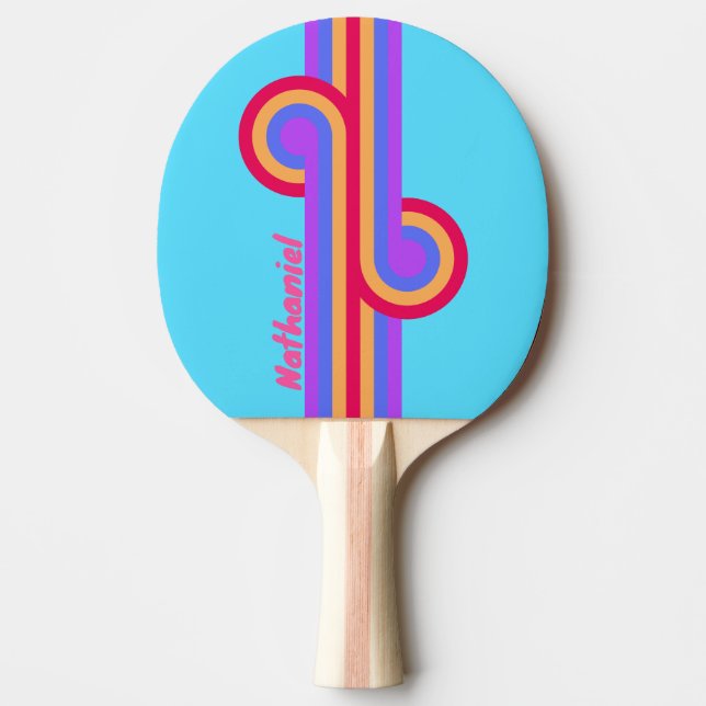 Sea Glass Stripe Loop with Name Ping Pong Paddle (Front)