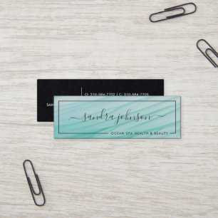 Sea Glass Tides   Ocean Blue Watercolor Business Mini Business Card