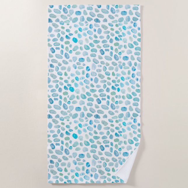 Sea Glass Turquoise Pattern Mermaid Beach Towel (Front)