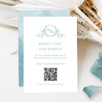 Sea Glass Watercolor Monogram QR Code /RSVP Online