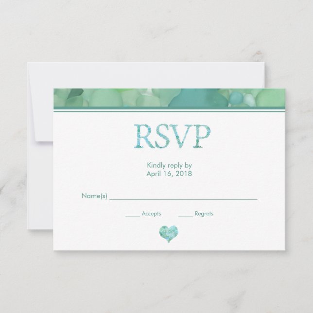 Sea Glass Wedding RSVP Card (Front)
