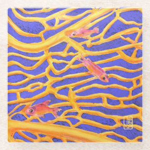 Sea Goldies Lace Coral Classy Glass Coaster