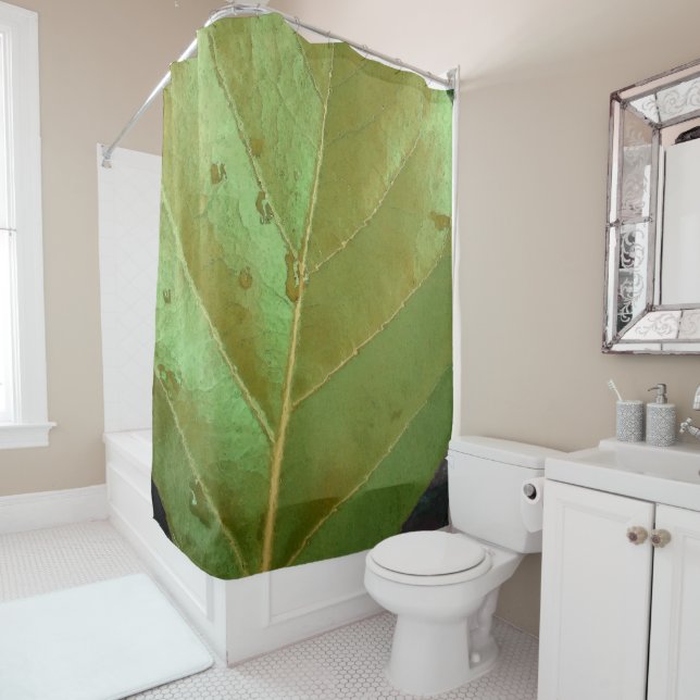Sea Grape Leaf Closeup Shower Curtain (In Situ)