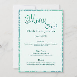 Sea Grass Beach Wedding Reception Menu Invitation