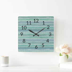 Sea Grass Pebble Painting Beach Texture Pattern Square Wall Clock
