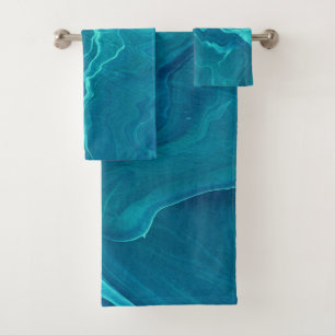 Sea Green Agate Marble Abstraction   Bath Towel Set