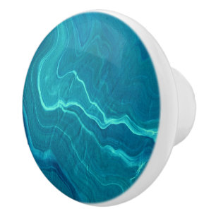 Sea Green Agate Marble Abstraction  Ceramic Knob