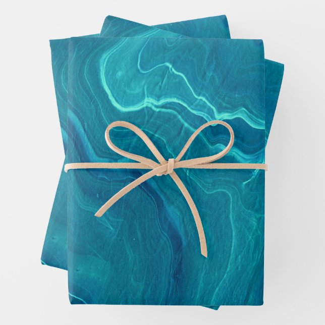 Sea Green Agate Marble Abstraction  Wrapping Paper Sheet (In situ)
