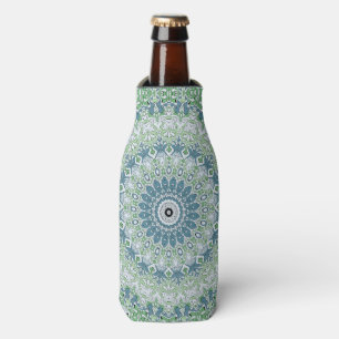 Sea Green and Blue Coastal Mandala Pattern Bottle Cooler