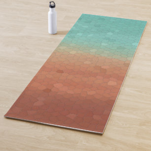 Sea green and burnt orange trendy abstract mosaic yoga mat