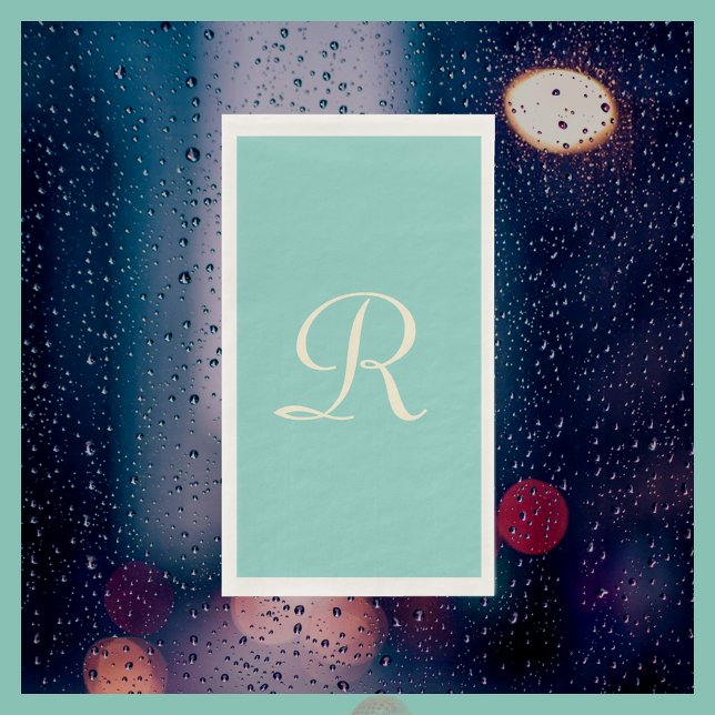 Sea Green and Cream Monogrammed Minimalist Pastel Napkin (Creator Uploaded)