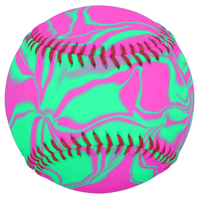 Sea Green and Pink Waves Softball (Front)