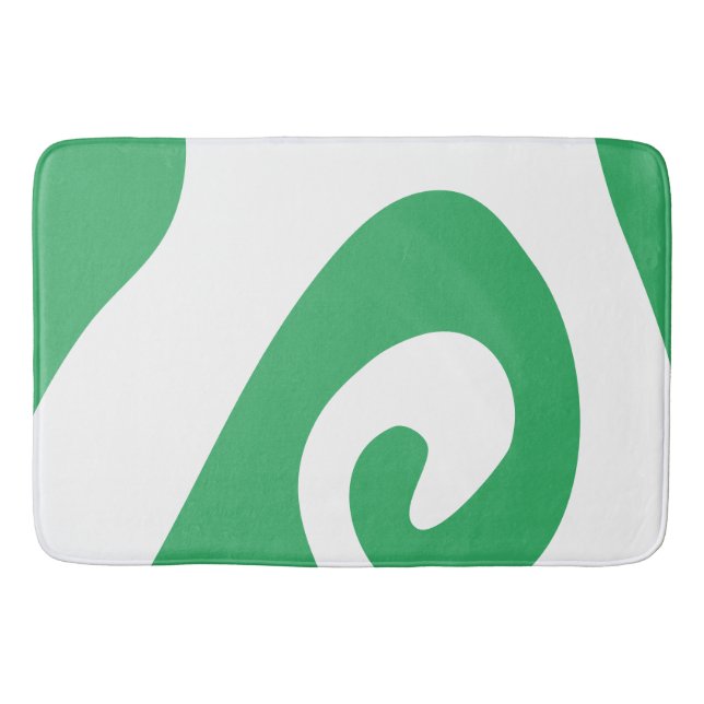 Sea Green and White Swirl Wave Bath Mat (Front)