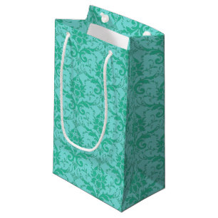 Sea Green Damask Print Gift Bag