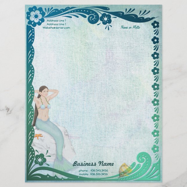 Sea Green Fantasy Personalized Letterhead (Front)