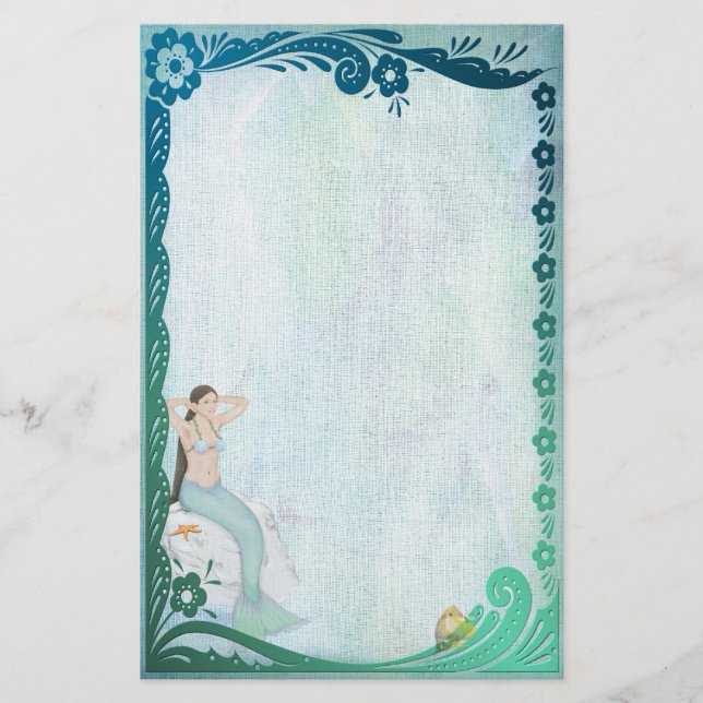 Sea Green Fantasy Stationery (Front)