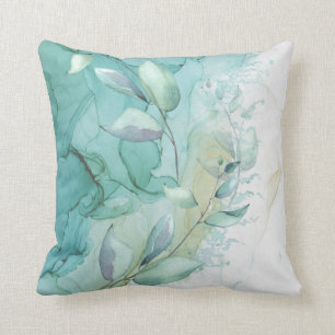 Sea Green Foliage and Teal Ink Mystique Throw Pill Cushion