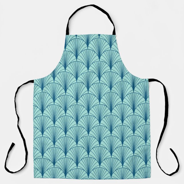 Sea Green Geometric: Fan Pattern. Apron (Front)