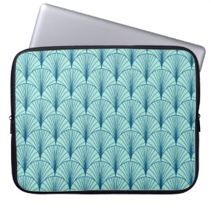 Sea Green Geometric: Fan Pattern. Laptop Sleeve