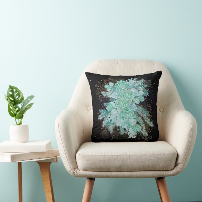 Sea green girly collage cushion (Chair)