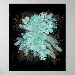 Sea green girly collage poster