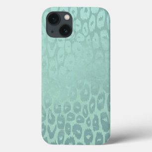 Sea Green Glitter Leopard Texture iPhone 13 Case