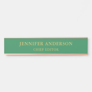 Sea Green & Gold Colours Professional Modern Plain Door Sign