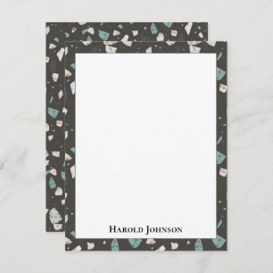 Sea Green Grey Glass Chips Terrazzo Pattern Frame Card