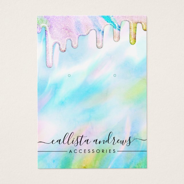 Sea Green Holographic Glitter Drips Earring (Front)