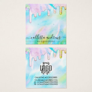 Sea Green Holographic Glitter Drips Earring Logo