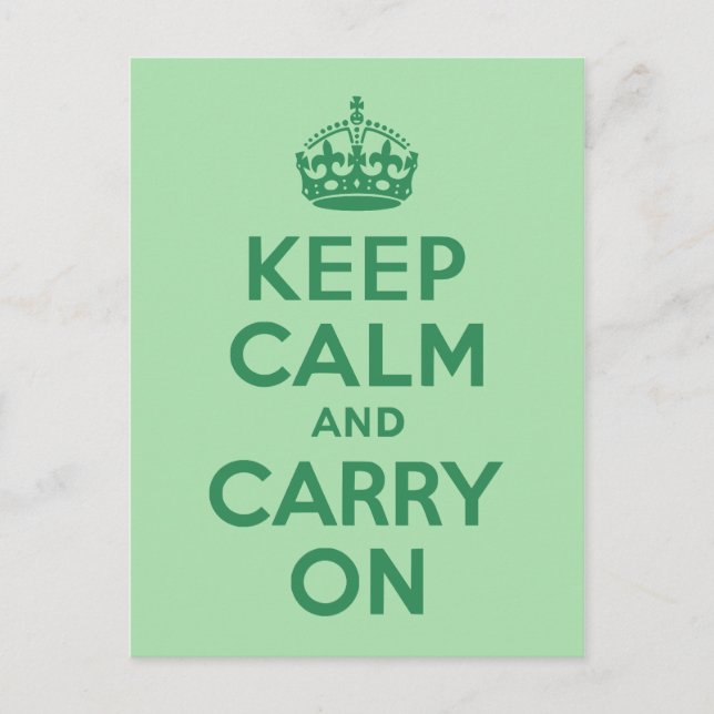 Sea Green Keep Calm and Carry On Postcard (Front)