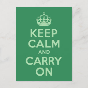 Sea Green Keep Calm and Carry On Postcard