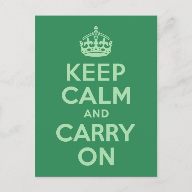 Sea Green Keep Calm and Carry On Postcard (Front)