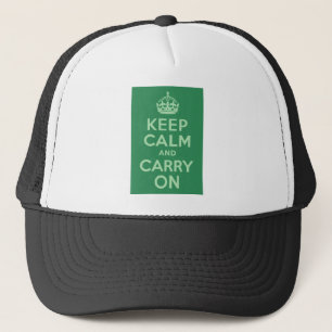 Sea Green Keep Calm and Carry On Trucker Hat