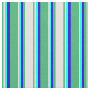 Sea Green, Light Cyan, Cyan, and Blue Lines Fabric