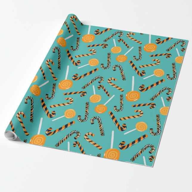 Sea green lollipop and sticks pattern wrapping  paper (Unrolled)