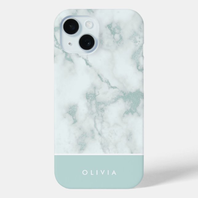 Sea Green Marble Personalised Case-Mate iPhone Case (Back)