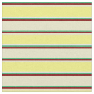 Sea Green, Maroon, Pale Goldenrod, Yellow & White Fabric
